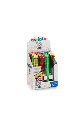 CARIOCA 10-Color Retractable Pen, Color Multicolor, Material Plastic, 1 Piece