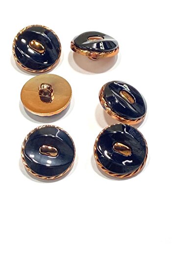 karantuhafiye Copper Floor Metalized Shiny Plastic Button / 2.7 cm / 6 Pieces / M03104 / Black