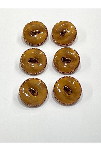 karantuhafiye Copper Floor Metallized Shiny Plastic Button / 2.7 cm / 6 Pieces / M03104 / Mustard