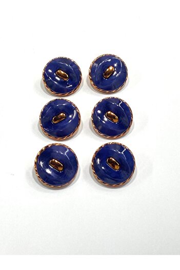 karantuhafiye Copper Floor Metallized Shiny Plastic Button / 2.7 cm / 6 Pieces / M03104 / Dark Blue