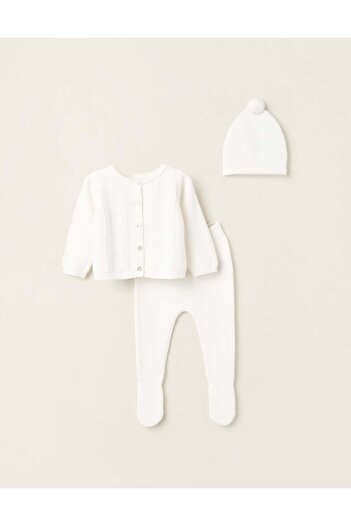 Ziddy 3-Piece Knitted Set for Newborns, White