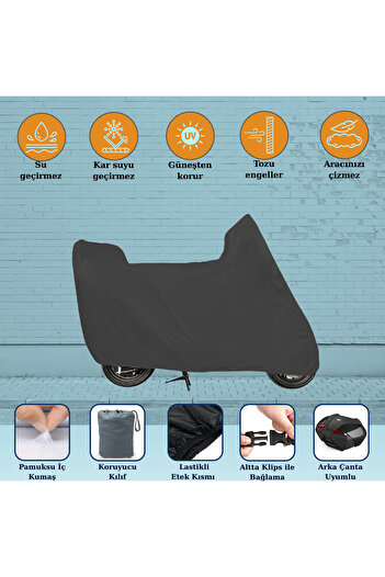 Breen Black Rear Bag Compatible Motorcycle Tarpaulin XL Size