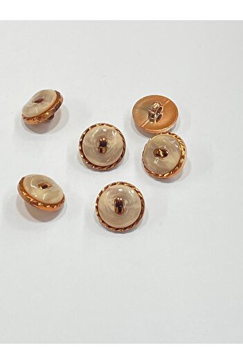 karantuhafiye Copper Floor Metallized Shiny Plastic Button / 1.8 cm / 6 Pieces / M03104 / Beige