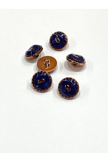 karantuhafiye Copper Floor Metallized Shiny Plastic Button / 1.8 cm / 6 Pieces / M03104 / Light Navy Blue