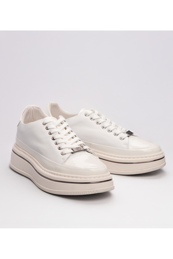 MARCOMEN Men's Lace-Up Leather Casual Shoes White
