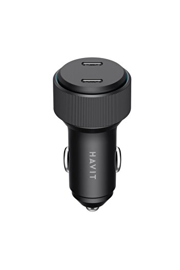 Havit Car Charger Fast Charge, 2x Type-C, PD30W, 3A, CC2014, Black