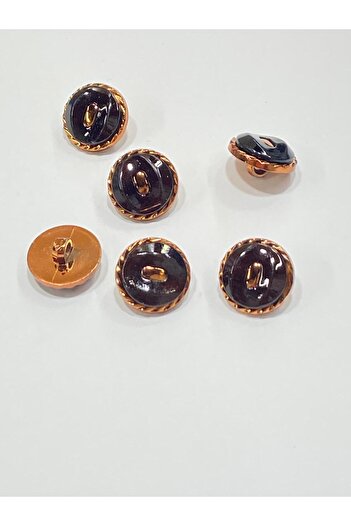 karantuhafiye Copper Floor Metallized Shiny Plastic Button / 1.8 cm / 6 Pieces / M03104 / Brown