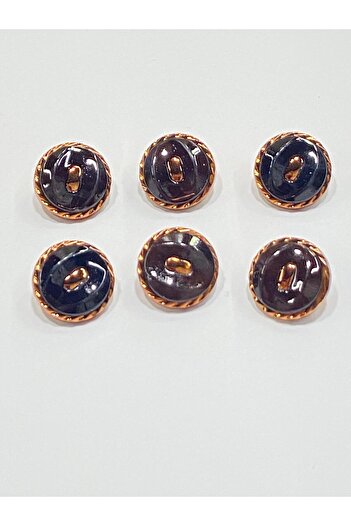 karantuhafiye Copper Floor Metallized Shiny Plastic Button / 1.8 cm / 6 Pieces / M03104 / Brown