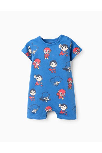 Ziddy Cotton Romper-Pyjamas for Baby Boys 'Super Friends', Blue