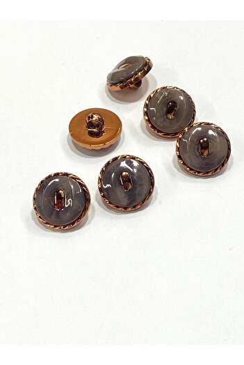 karantuhafiye Copper Floor Metallized Shiny Plastic Button / 1.8 cm / 6 Pieces / M03104 / Gray