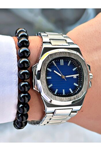 Tisaati Special Design Eşref Single Watch Model Metal Band Men's Wristwatch with Calendar - Gift Bracelet