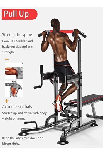 EGG Multifunction Power Tower with Bench Pull Up Bar Dip Station for Home Gym Workout