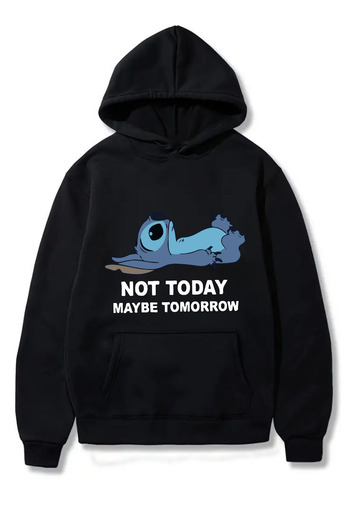 Machetta Unisex Stich Printed Oversize 100% Cotton Hooded Sweatshirt