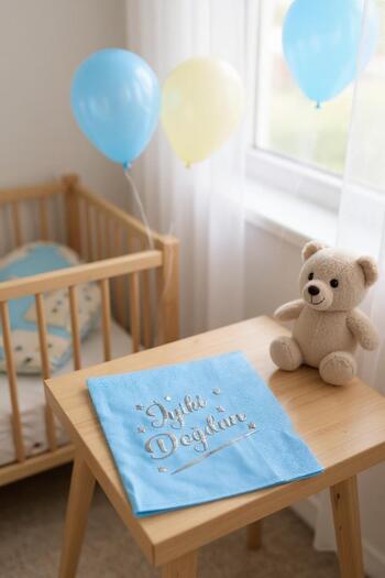 Cadde Süs Happy Birthday Themed Blue Napkins 20 Pcs