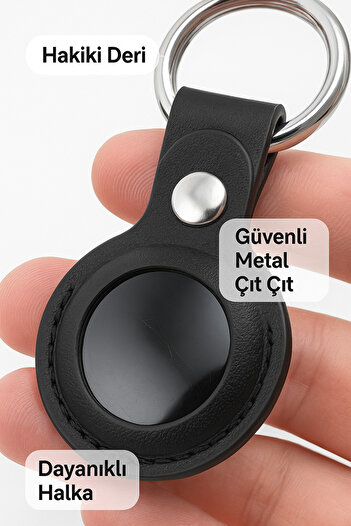 GROVİNG HAİR Apple Airtag Keychain – Genuine Leather Stylish & Durable Key Case