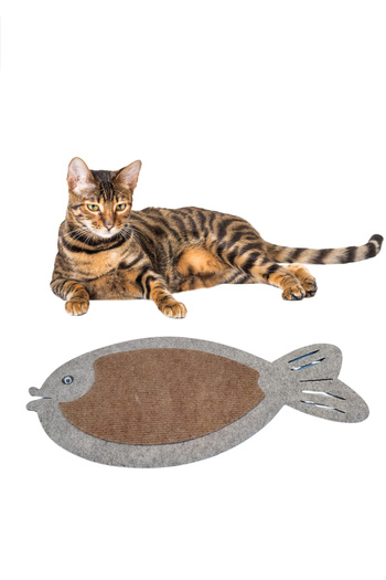 KAŞIKBEY Fish Shape Cat Scratching Toy Cat Scratching Carpet Felt Cat Scratching Mat