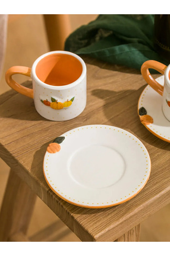LC Waikiki Lcw Home Mixed Gourd Printed Ceramic Coffee Cup Set for 2 People 100 ml