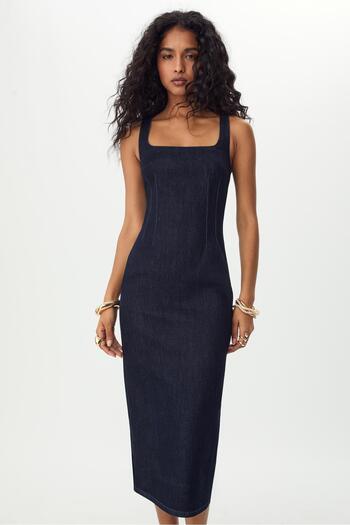 Stradivarius Denim midi dress