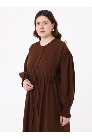 ALİA Plus Size Dress - Brown -