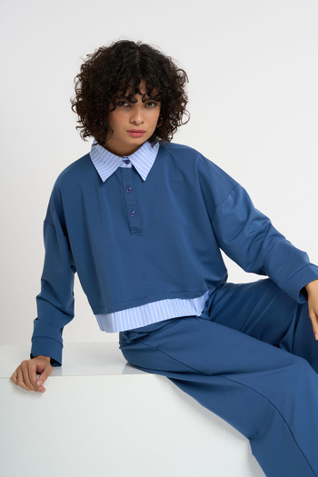 HANIQA Sweatshirt with Shirt Cuff Detail