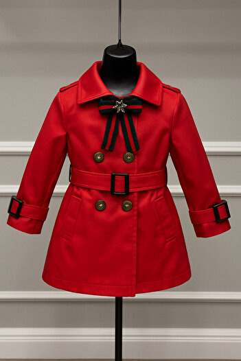 STYLENEST Girl's Trench Coat Red Trench Coat Raincoat