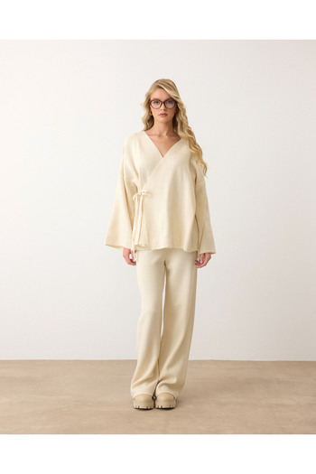 AÈC PRIVÈ Women's New Season Best Seller Knitwear Kimono Pants Double Set 777