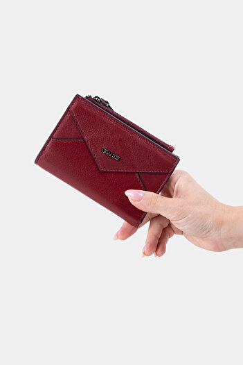 Grande 2827 Genuine Leather Origami Model Women's Wallet Claret Red
