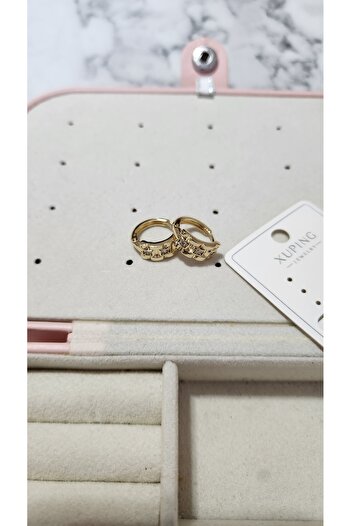 Akiha Aksesuar Square Stone Nested Reciprocating Model Xuping Earrings