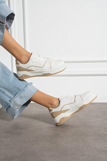 pasyone Beige Women's Casual Sneaker Stylish Sports Shoes