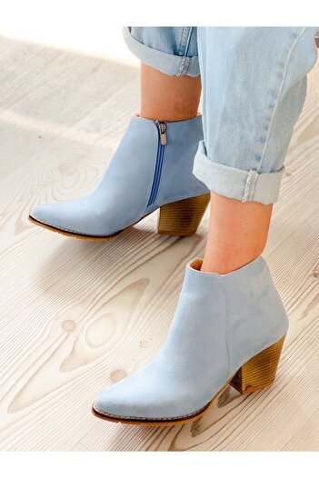 BERFONA DALIDA BABY BLUE CALF SUEDE ΚΟΝΤΕΣ ΜΠΟΤΕΣ DALLAS ΜΕ ΤΑΚΟΥΝΑ 6 CM