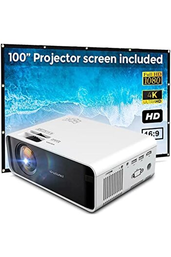 Wownect جهاز عرض صغير قياسي W80 بشاشة عرض مقاس 100 بوصة