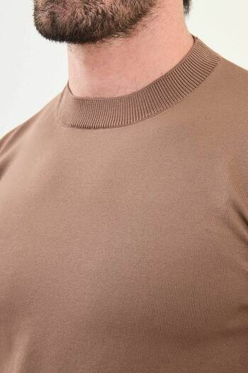 Mcr Plain Slim Fit Crew Neck Basic Men's Knitwear Sweater Milk Coffee - 11562.25K