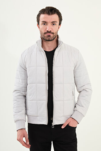 Mcr Quilted Slim Fit Judge Collar Puffer Men's Coat Stone - 39651.25K