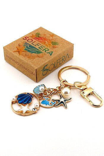Solfera Beach Seaside Seashell White Star Beach Summer Keychain Bag Ornament Charm Ky013