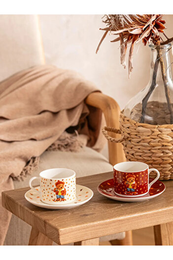 LC Waikiki Lcw Home Mixed Bear Teddy Printed Coffee Cup Set for 2 People 90 ml
