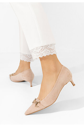 B T Shoes Treva khaki low heel stiletto shoes
