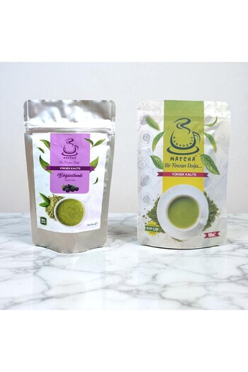 Karadeniz Matcha Blackberry Flavored Matcha 50 Gr and Pure Matcha 50 Gr