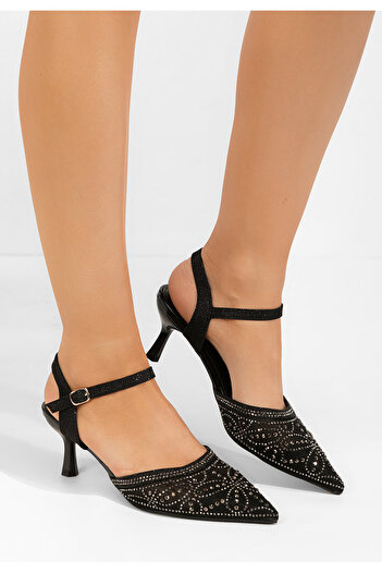 B T Shoes Ekatherina black thin heel shoes