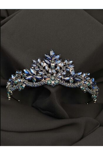 Hobigram Santa Maria Navy Blue Elegant Hair Accessory Bridal Tiara for Your Most Beautiful Moments