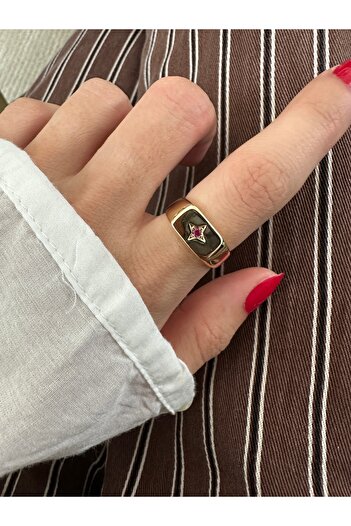 ringbox خاتم رباعي الشكل من حجر الفوشيا على شكل نجمة