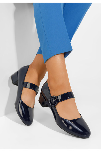 B T Shoes Tmavě modré lodičky na nízkém podpatku Adevana