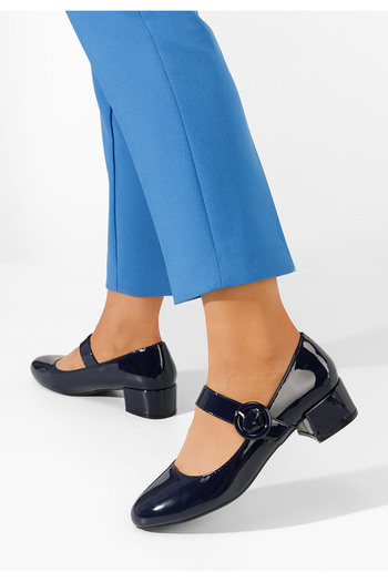 B T Shoes Tmavě modré lodičky na nízkém podpatku Adevana