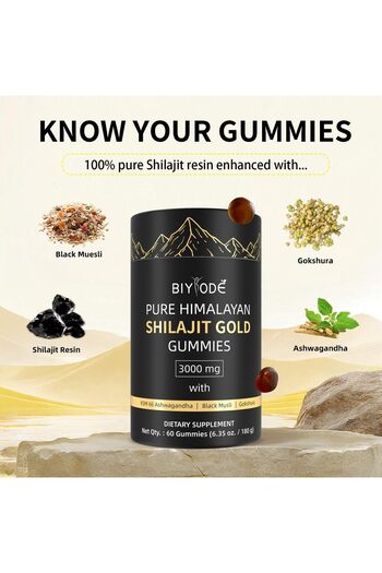 BIYODE Pure Himalayan Shilajit Gummies, 60 Gummies