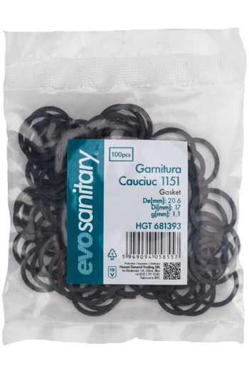 EVOSANITARY Rubber Gasket 1151 - 100 Pcs 3.8 / 13.2 mm 3.8 mm