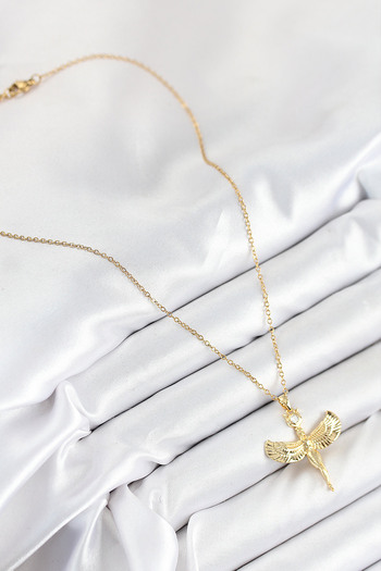 Skygo 316L Steel Zircon Stone Angel Model Gold Color Women's Necklace - Tj-Bko10520