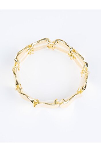 Jimmy Key Gold Color Shiny Surface Enamel Detailed Bracelet