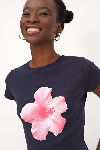 Addax Floral Printed T-Shirt P1854