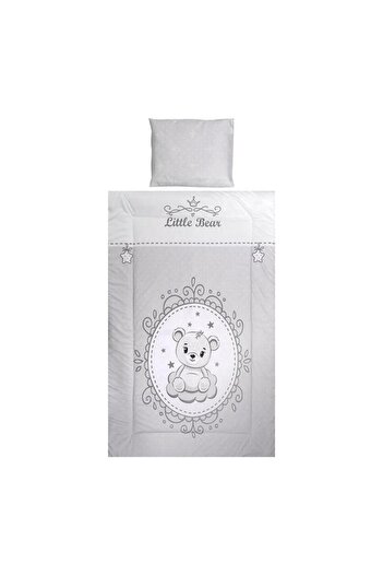 LORELLİ Set lenjerie pat 3 piese Cosy Little Bear Grey, bumbac ranforce, lavabil 30°C