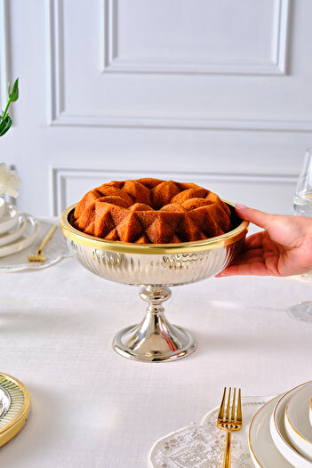 Karaca Ring Pedestal Cake Stand Gold 14X20 cm
