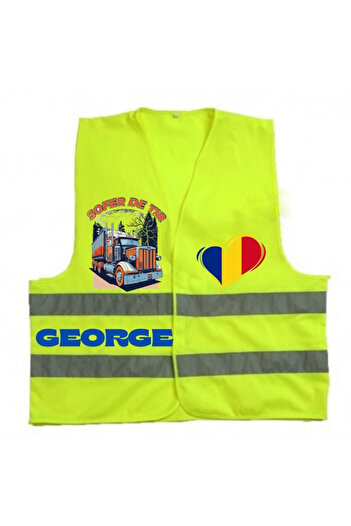 CrisPrint Personalized double-sided reflective vest with message, TIR, Romanian flag and the name George